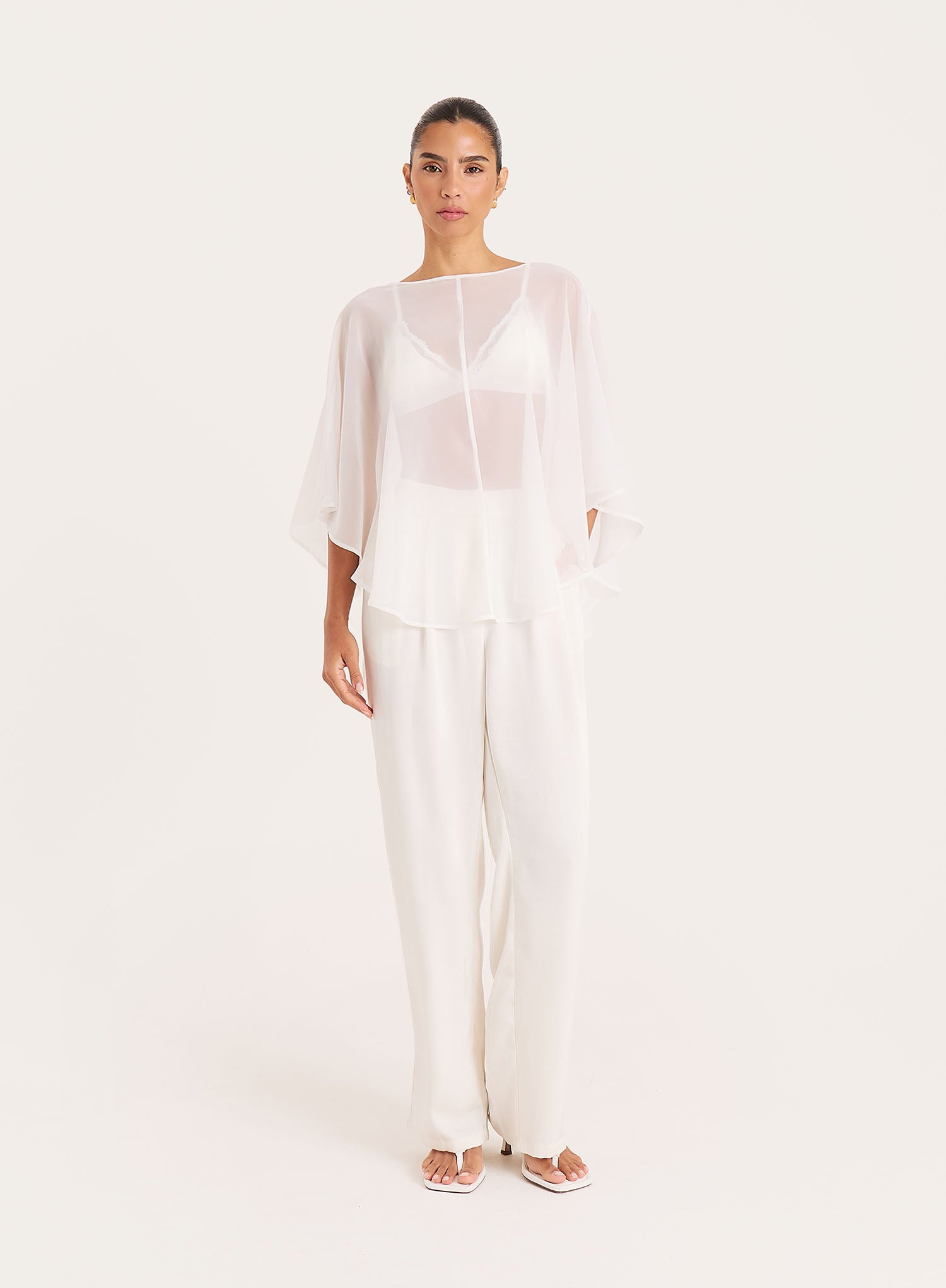 Cream Sheer Cape Top